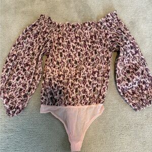 Free People Floral Off-Shoulder Bodysuit